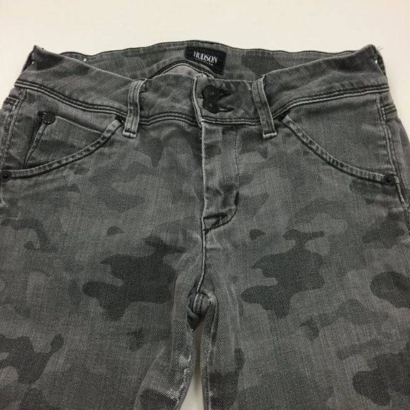 HUDSON Gray Mix Camo Print Collin Flap 5 Pocket Logo Hardware Skinny Jeans - Picture 5 of 12